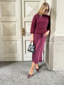 spódnica satynowa Megan burgund 