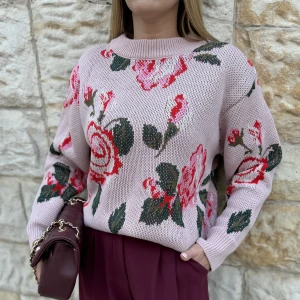 Sweter vintage pudrowy róż